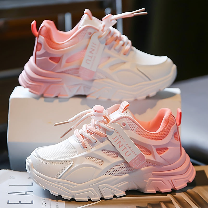 Girls Gradient Color Chunky Sneakers Breathable Non-Slip Casual Shoes