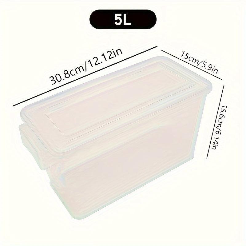 Yirik hajmli shaffof saqlash qutisi, oqib ketmaslik uchun yopiq bilan, tuxum, go‘sht, meva, sabzavot va boshqa oshxona ehtiyojlari uchun ideal. Oshxona tashkilotchisi yoki turli oshxona aksessuarlarini saqlash uchun konteyner sifatida foydalanish mumkin.