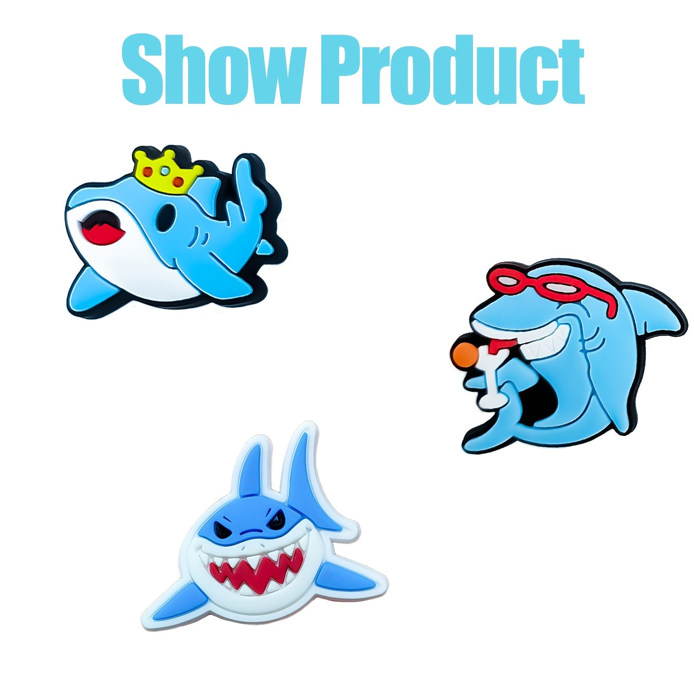 12 pcs Cute Shark PVC Charm Set Detachable Accessories for Kids and Teens
