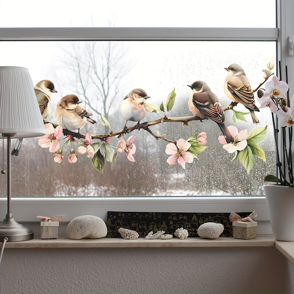 Bird Themed Window Clings Waterproof Static Decals for Home Office Decor 24.89cm x 59.94cm
