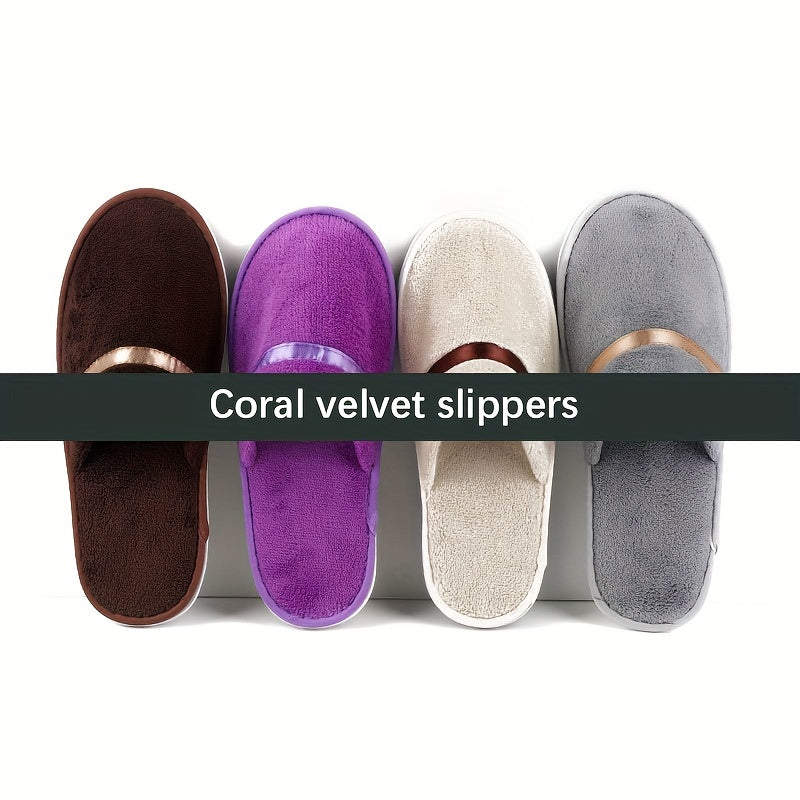 Unisex Coral Fleece Disposable Slippers Thick Warm Non-Slip for Home Travel