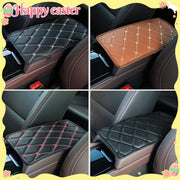 Car Armrest Cushion Leather Diamond Stitching Brown Center Console Cover Protector