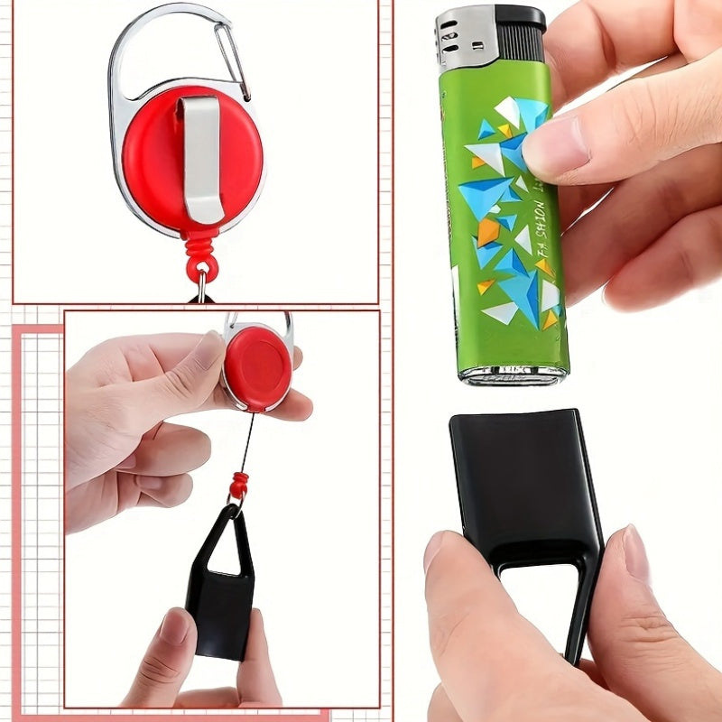 Unisex Plastic Retractable Lighter Key Holder Multi-Color Convenient Accessory