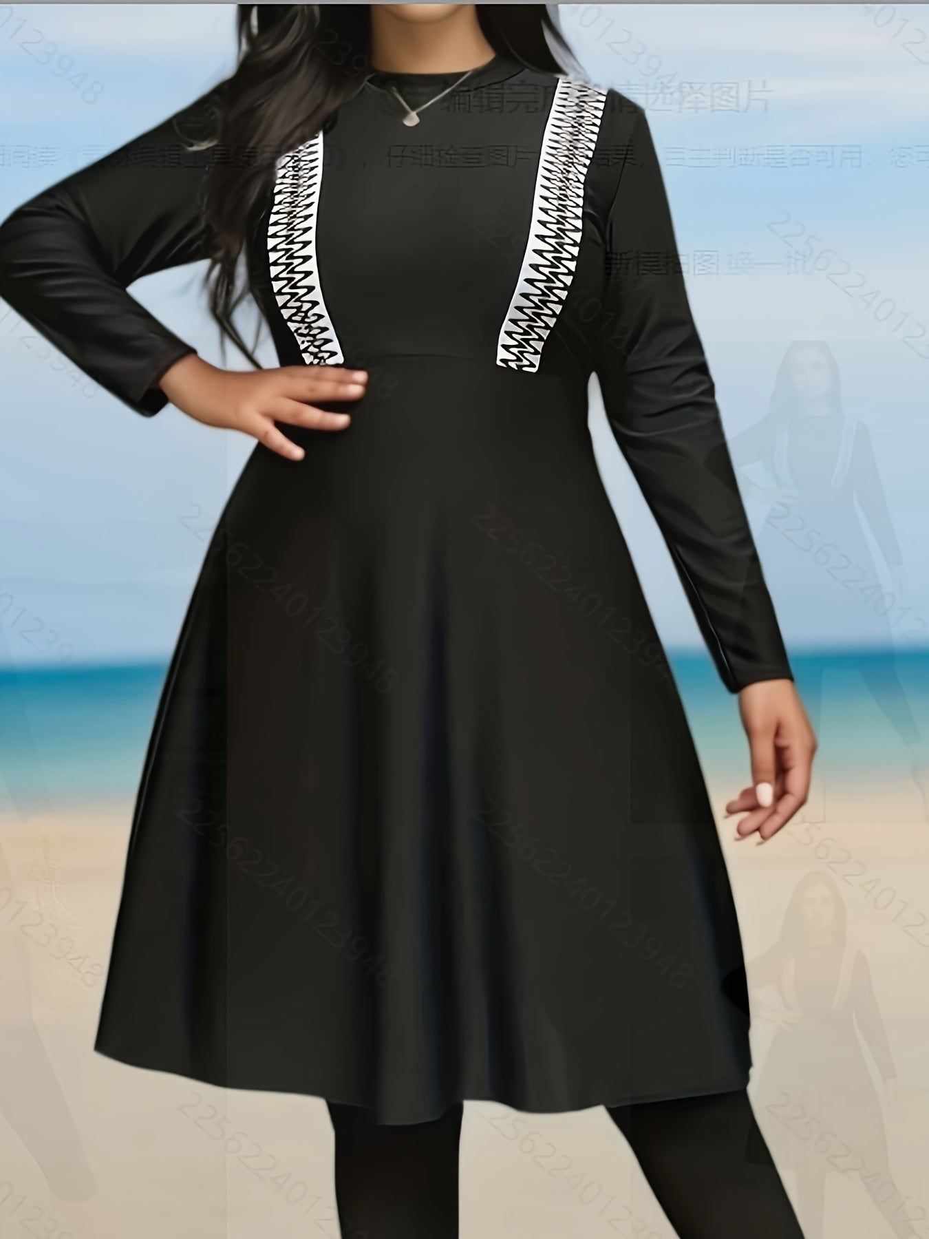 Ayollar uchun qulay, kamtar tankini to'plami, yuqori cho'ziluvchan polyester aralashmasidan, bir rangda, krujka bo'yin, to'qilgan mato.