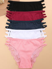 Women's Lace Semi Sheer Briefs Breathable Cotton Panties Pack of 5