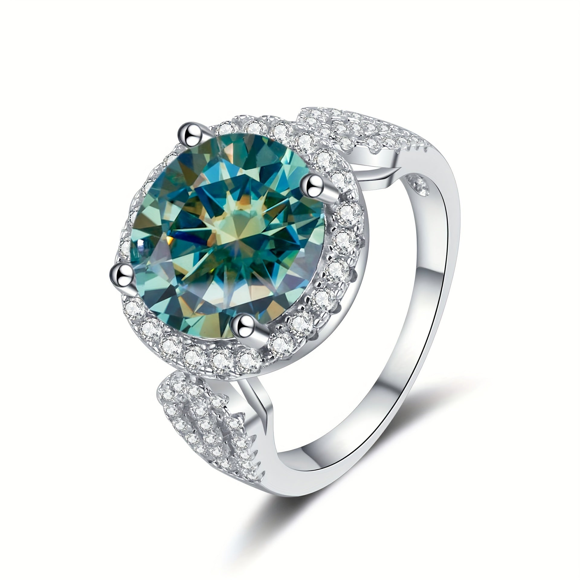 Sterling Silver 5 Carat Moissanite Engagement Ring for Weddings and Anniversaries