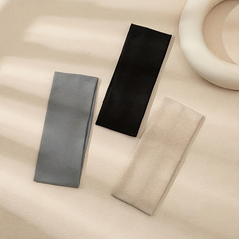 Unisex Sporty Polyester Spandex Headbands 3-Piece Set for Workout Yoga Running