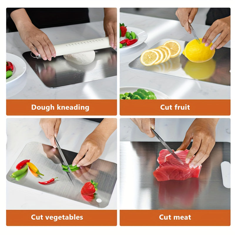 3-Piece Stainless Steel Cutting Board Set for Food Slicing Camping Hiking