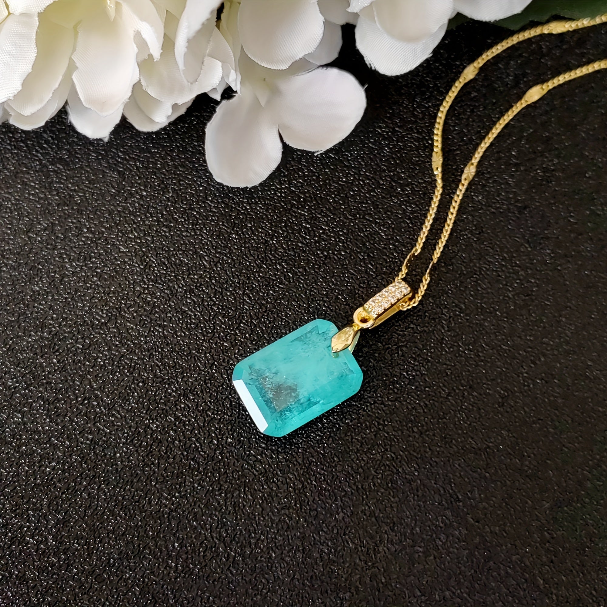 Women Jewelry Set Paraiba Blue Necklace Earrings Ring Elegant Textured Accessories