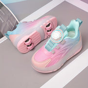 Розовые и синие роликовые коньки для детей, дышащие, легкие, прочные, всесезонные, для уличных видов спорта