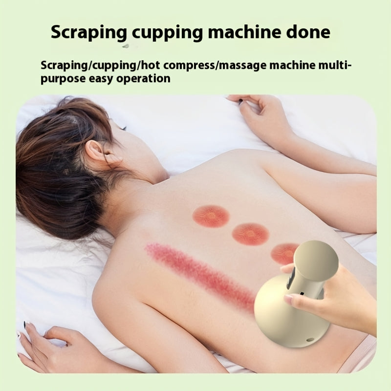 Yengil sariq elektr Gua Sha qirqish massajeri, so'ruvchi kubik bilan, USB orqali zaryadlanadigan, qarindoshlar va do'stlar uchun ideal sovg'a