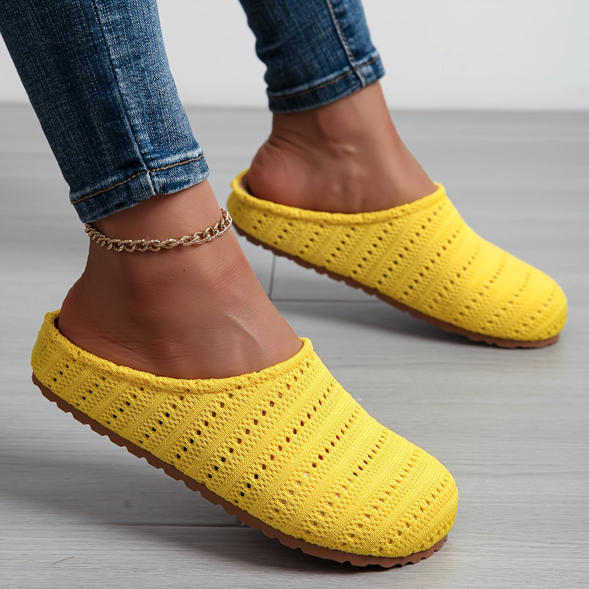 Women's Knit Slip-On Mules Summer Breathable Bohemian Large Size Shoes
