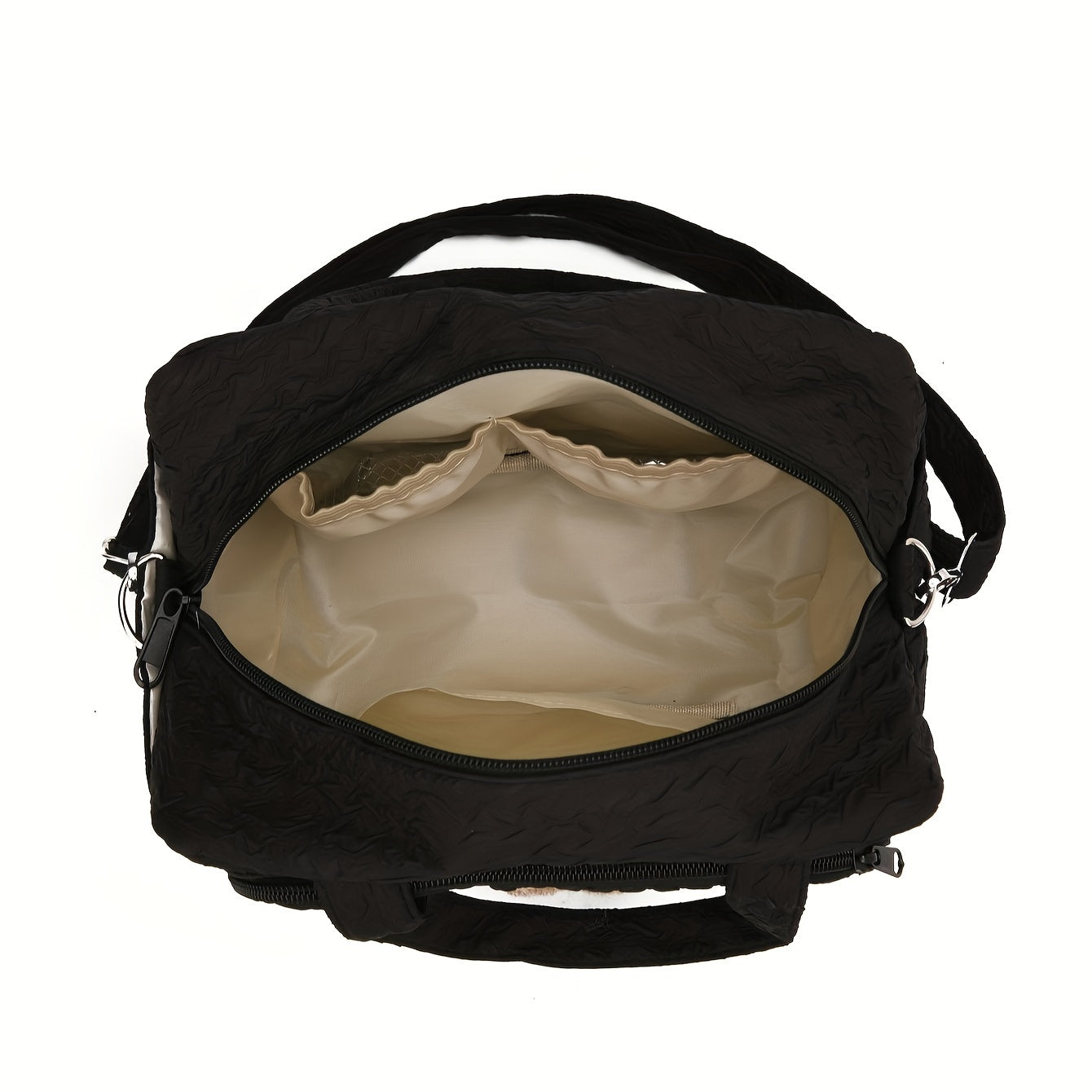 Black Bubble Grid Diaper Bag Water-Resistant Stain-Proof Polyester with Crossbody Strap