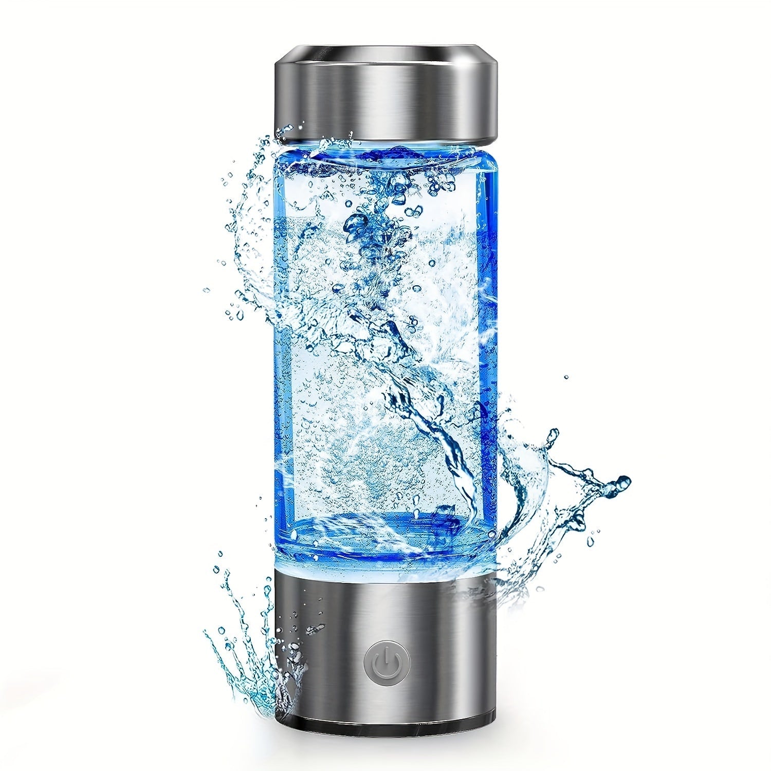 Botella ionizadora de agua portátil con USB recargable, de vidrio de borosilicato y tapa de acero inoxidable