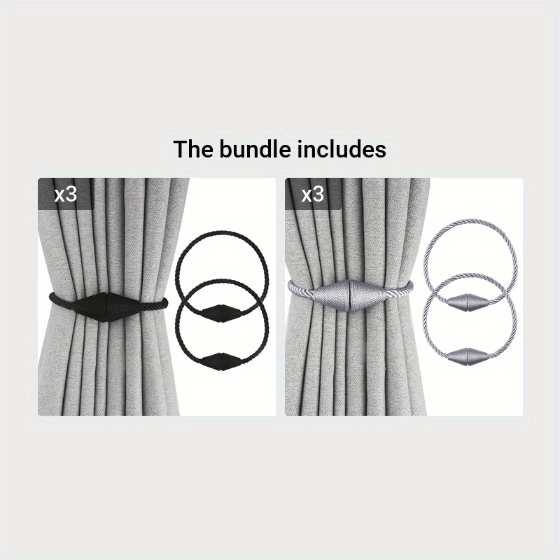 Magnetic Curtain Tiebacks Set Handwoven Holdbacks for Bedroom and Living Room Decor