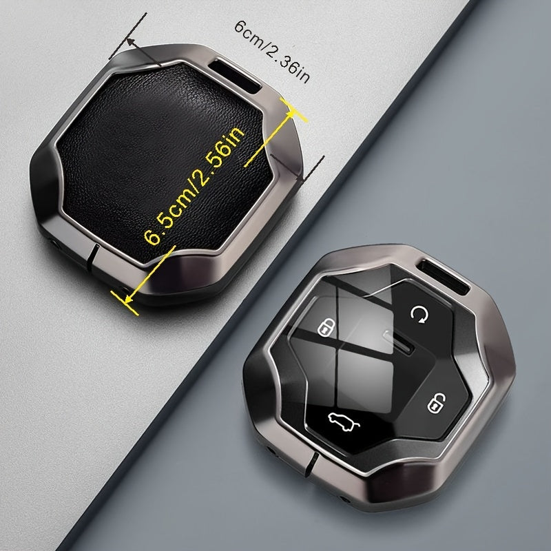 Travel Car Key Cover Zinc Alloy Leather Fob Case for Remote Control