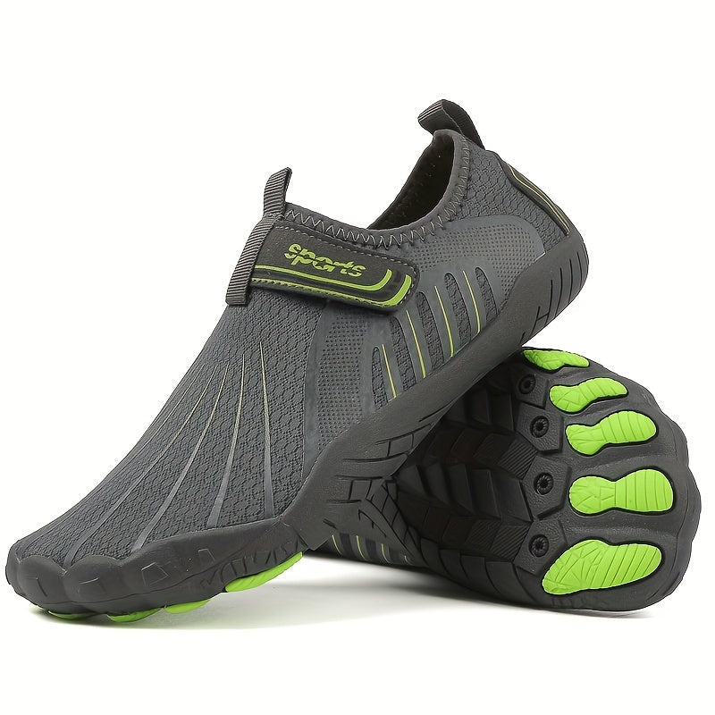 Men's Waterproof Striped Hiking Shoes Breathable Fabric Low Top Outdoor Casual