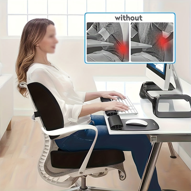 Memory Foam Seat Cushion and Lumbar Support Set for Office Car Wheelchair Ergonomic Comfort