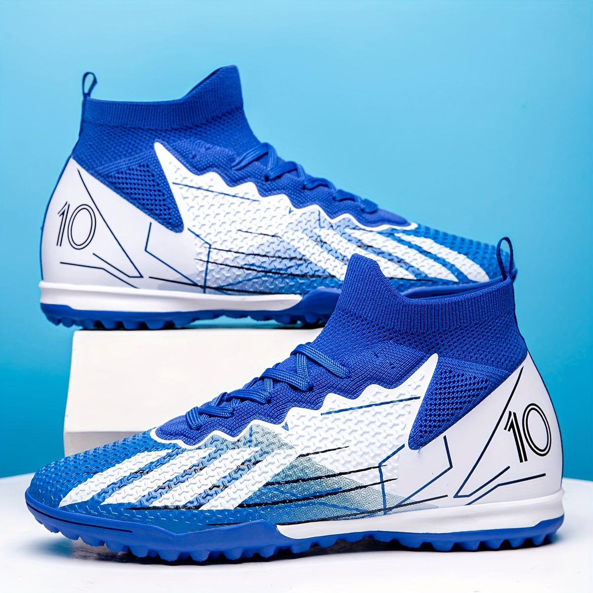 High Top Soccer Shoes Non-Slip Turf Grips Indoor Outdoor Training