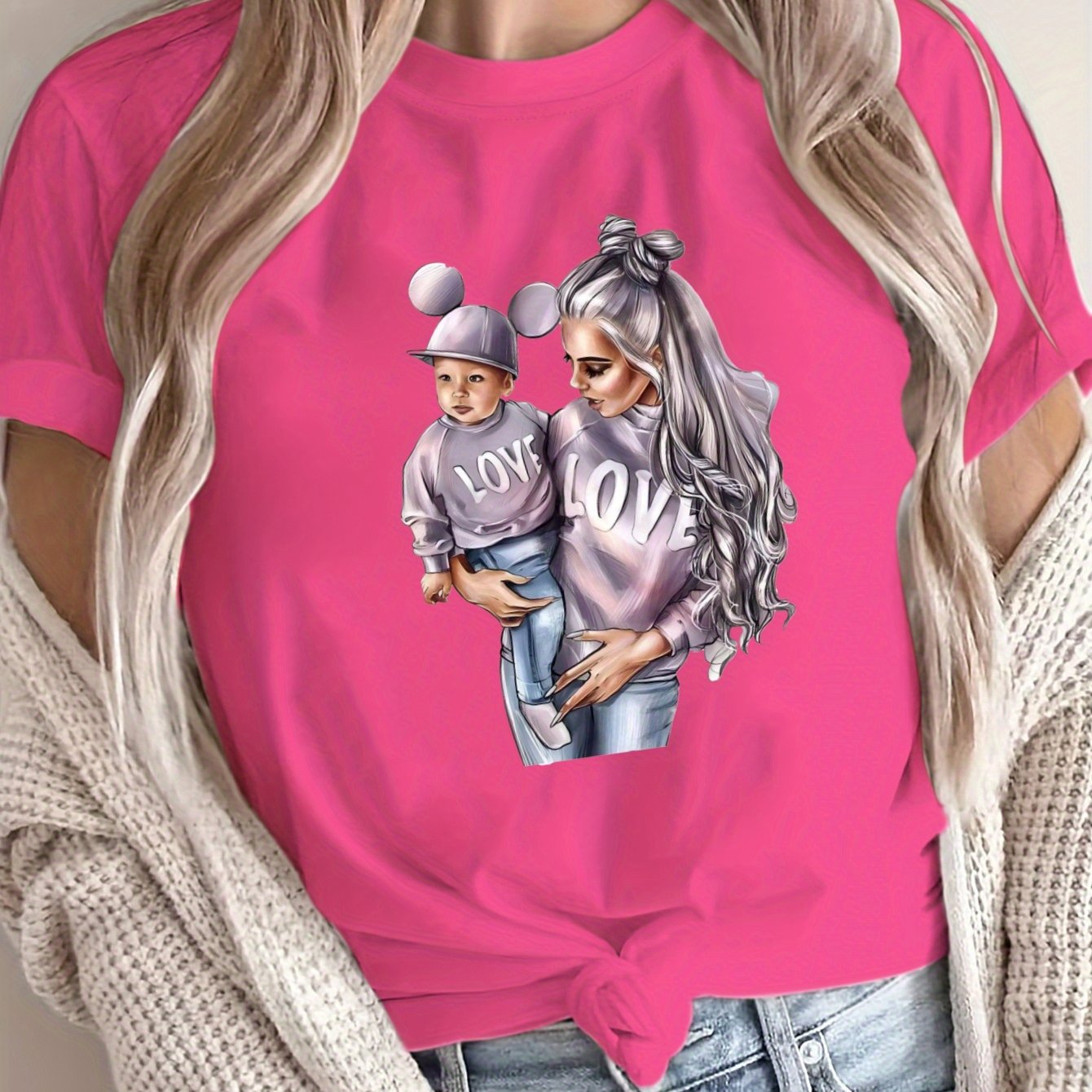 Camiseta suelta de gran tamaño para mujer, algodón transpirable, manga corta casual