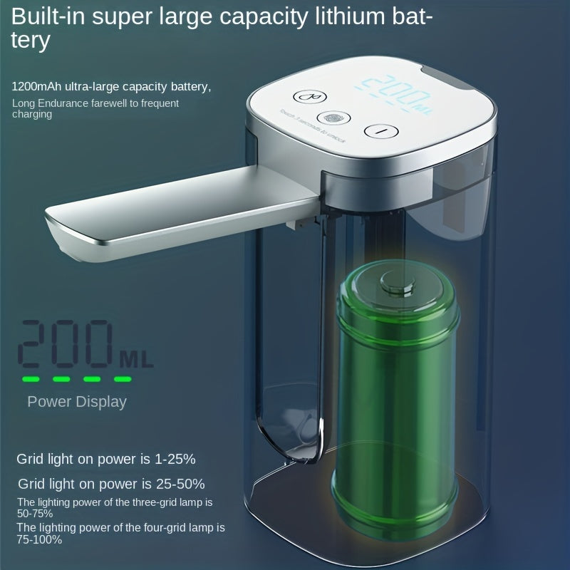 Portable Folding Water Pump with Digital Display Rechargeable Battery Stainless Steel Tube for Drinking Water Camping Office Kitchen