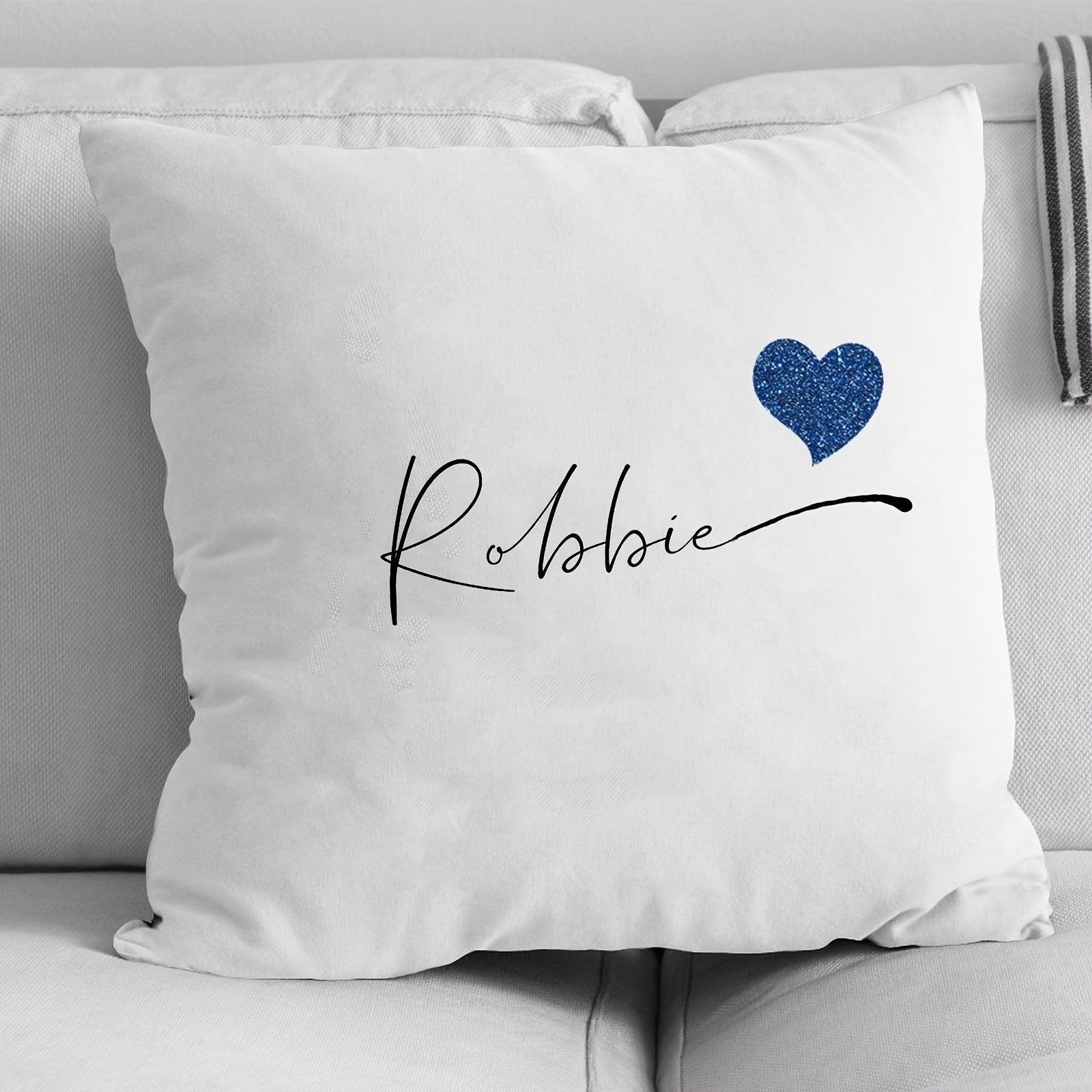 Personalized Velvet Pillowcase with Heart Pattern and Name for Nursery or Home Decor