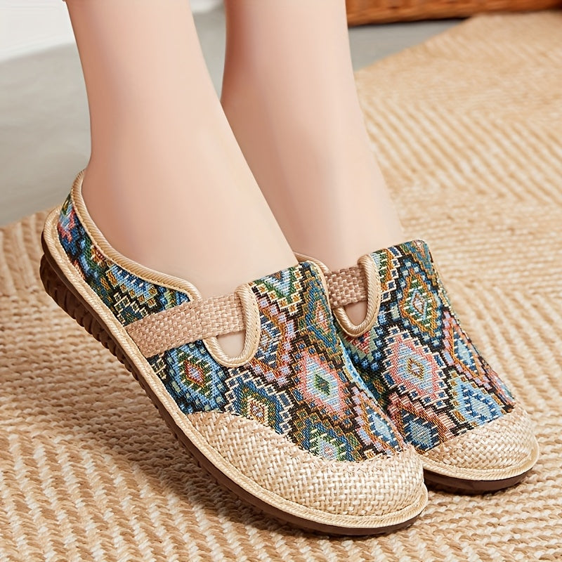 Women's Casual Flats Breathable Fabric Upper Rubber Sole All-Season Plain Toe