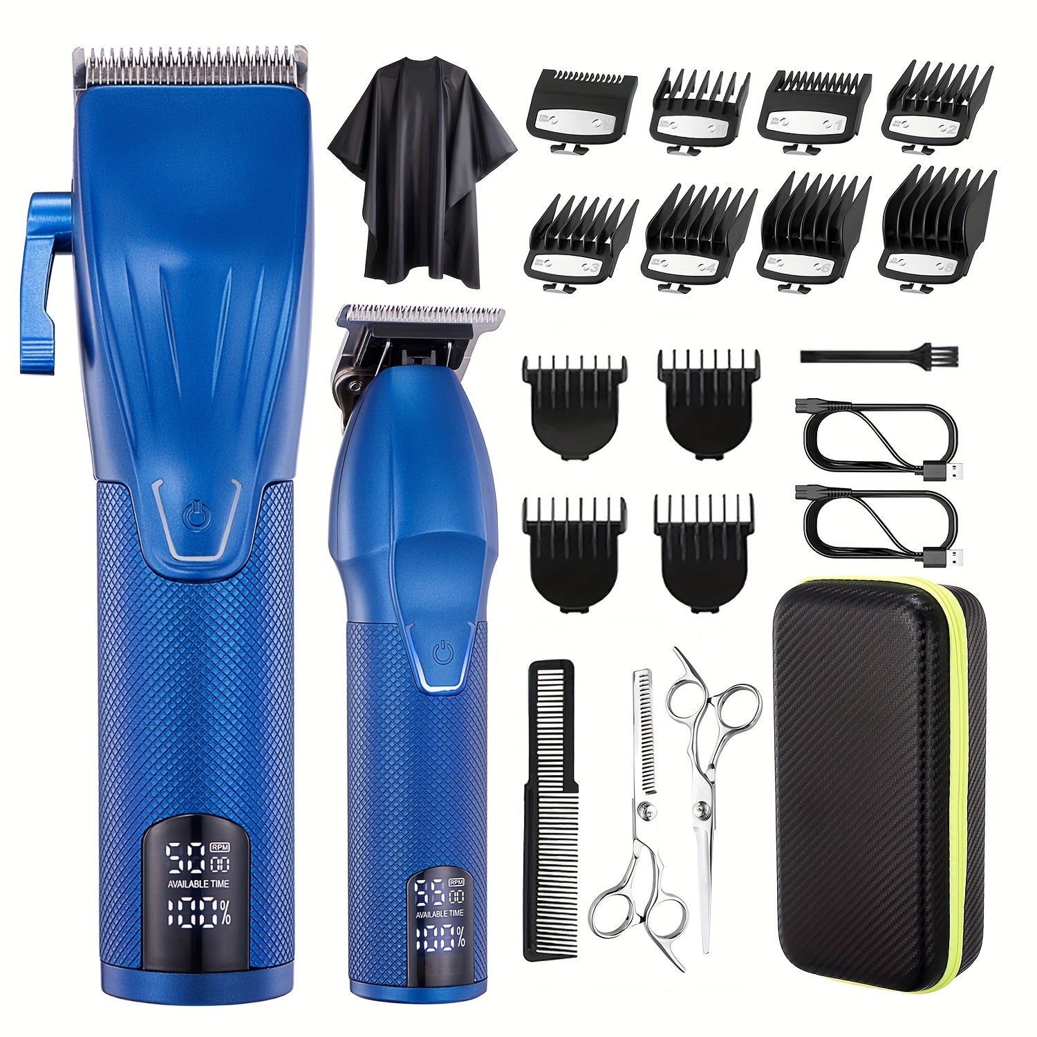 Cordless hair clipper and trimmer set with USB rechargeable Lithium battery for perfect cuts