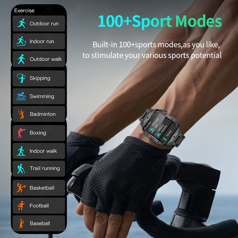 Men's Smart Watch with Voice Assistant IP67 Water Resistance Sports Strap 100+ Exercise Modes