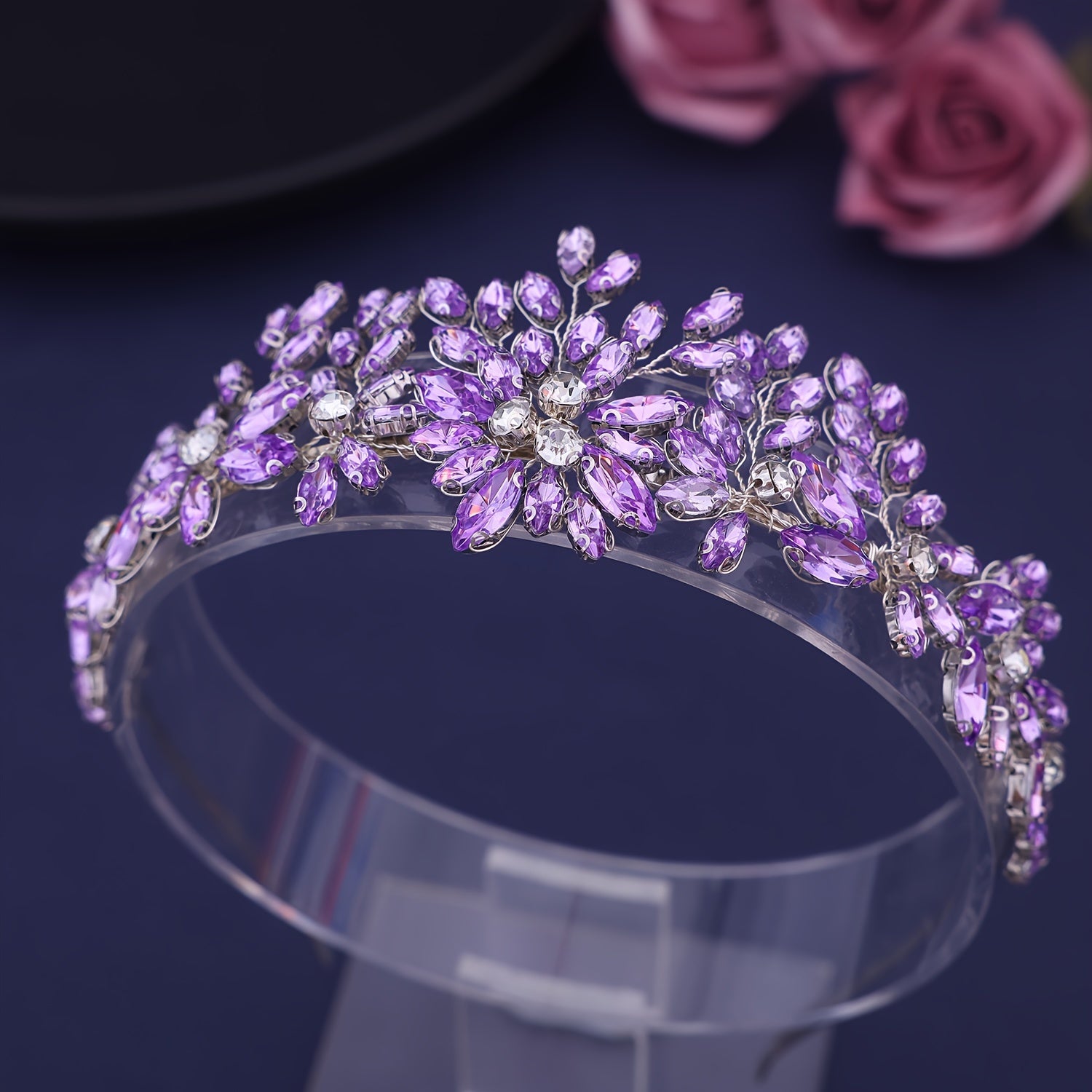 Bridal Headband Crystal Rhinestone Flower Wedding Hair Accessory for Women