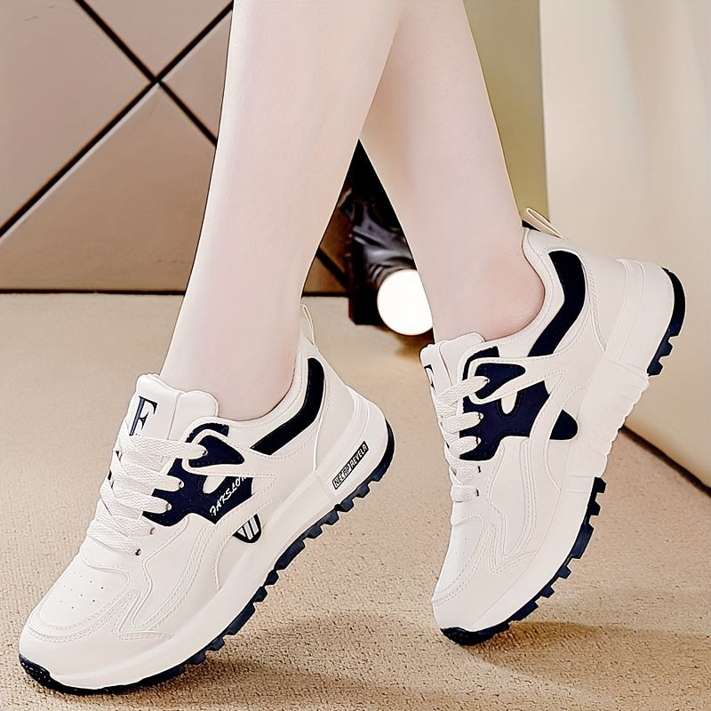 Women's Lightweight Lace-Up Sneakers with Non-Slip Rubber Sole Breathable Fabric Casual All-Season