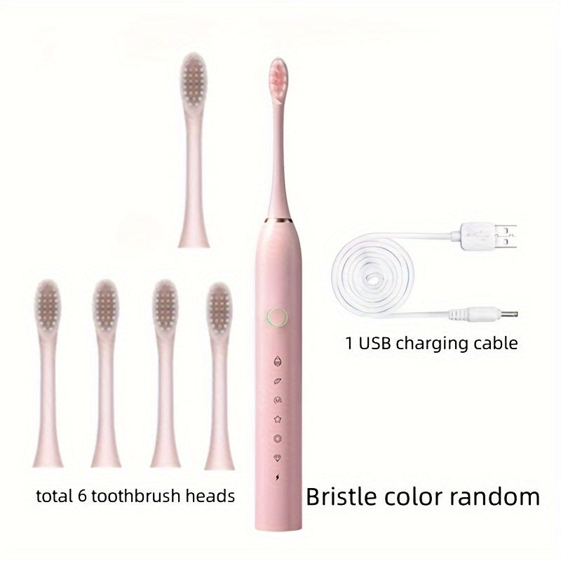 Cepillo de dientes eléctrico recargable con 4 cabezales de cepillo para blanqueamiento y cuidado bucal