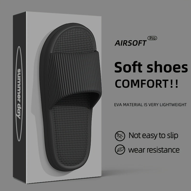 Мужские Oversized EVA слайды с толстой мягкой нескользящей подошвой для использования внутри помещений, на пляже и для отдыха, черные