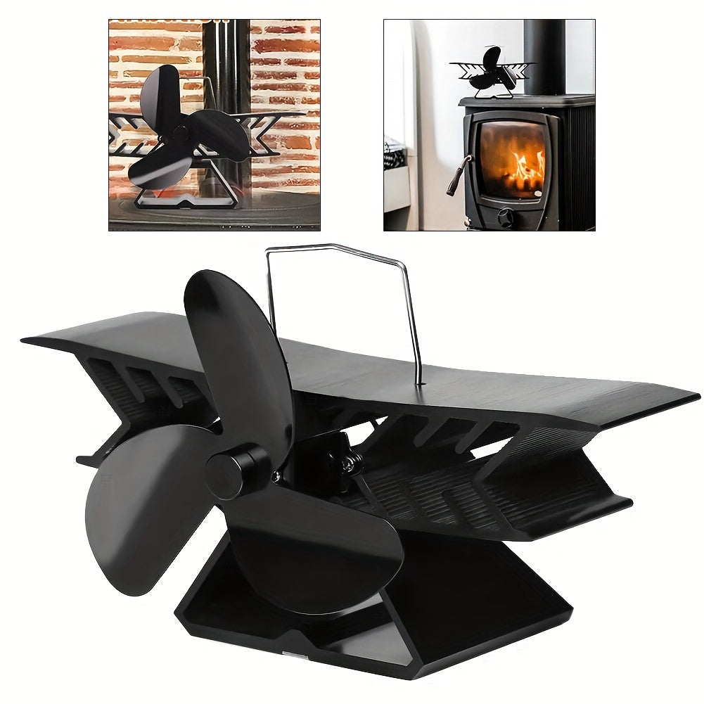 Fireplace Fan 3 Blades High-Speed Thermal Powered No Electricity Heating Cooling