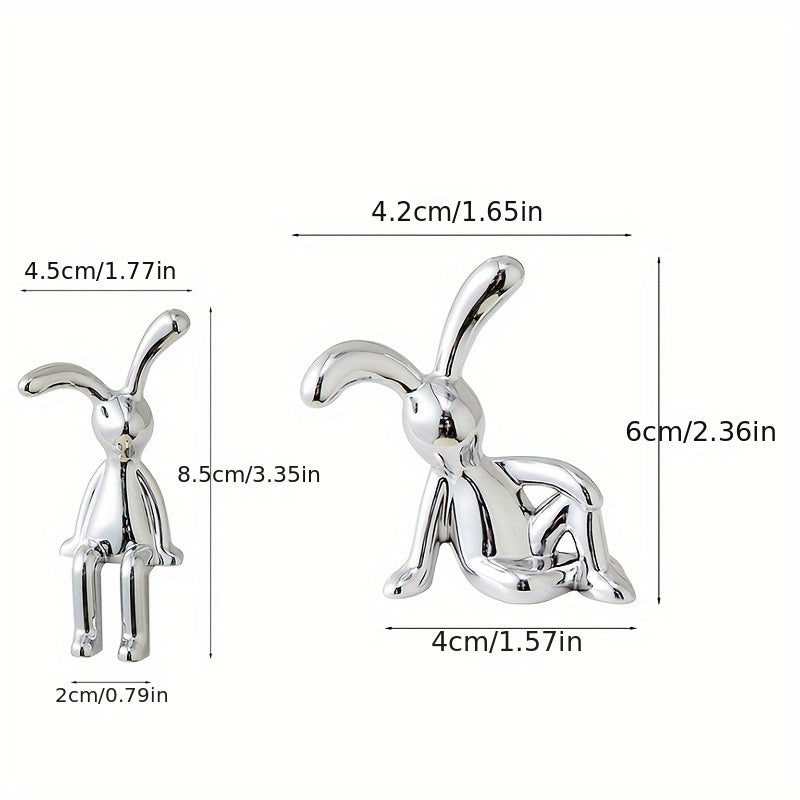 2pcs Car Interior Decor Sitting Rabbit Ornaments Center Console Decorations