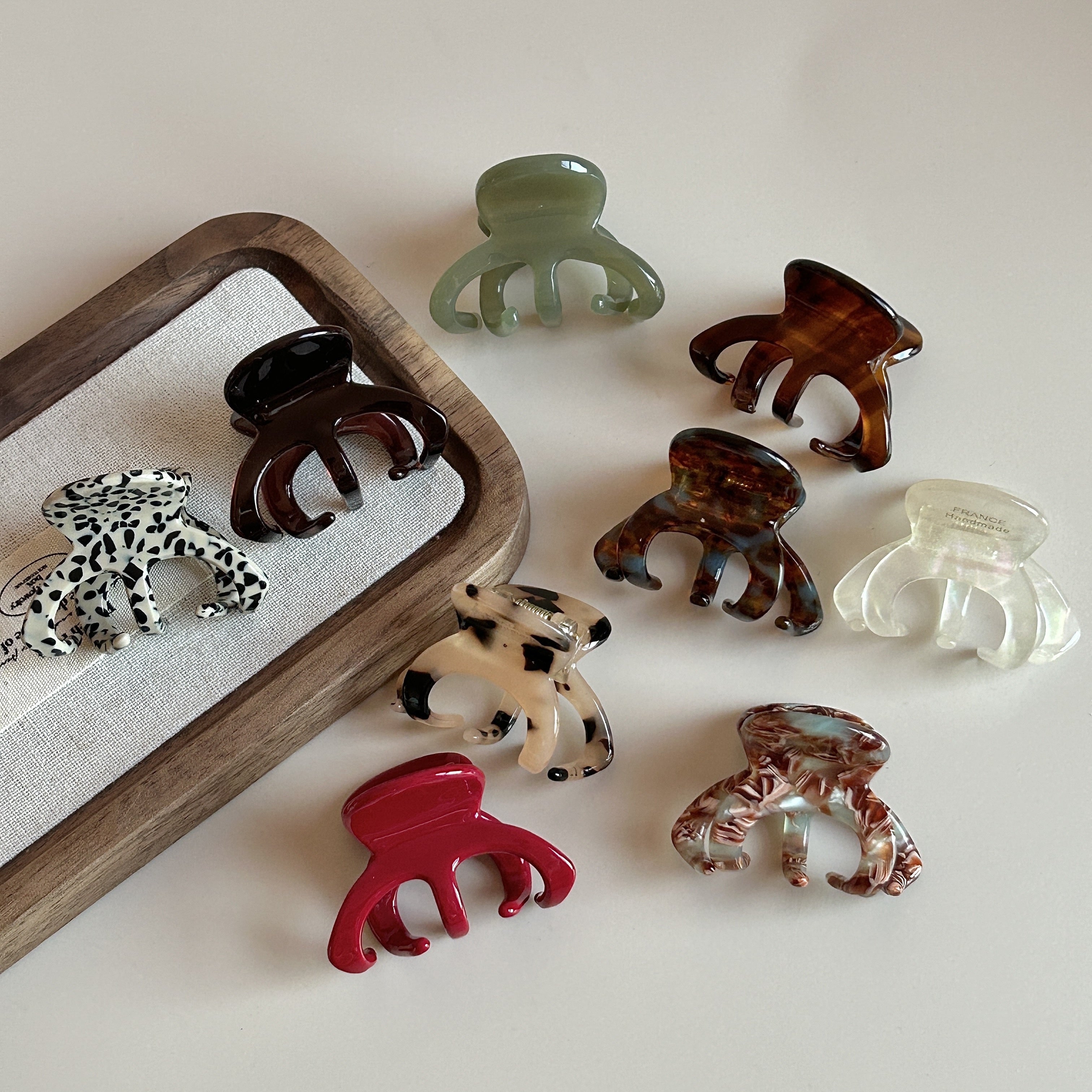 3pcs Acetate Hair Clips for Women Daily Use High Ponytail Holders Collapsible