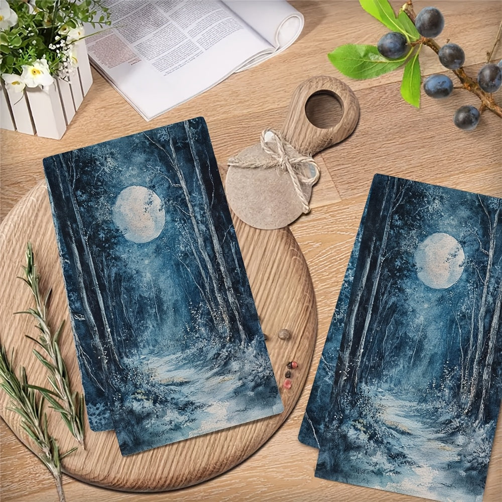 Moonlit Grove Kitchen Towels Set of 2 Ultra Soft Absorbent 40x60 cm