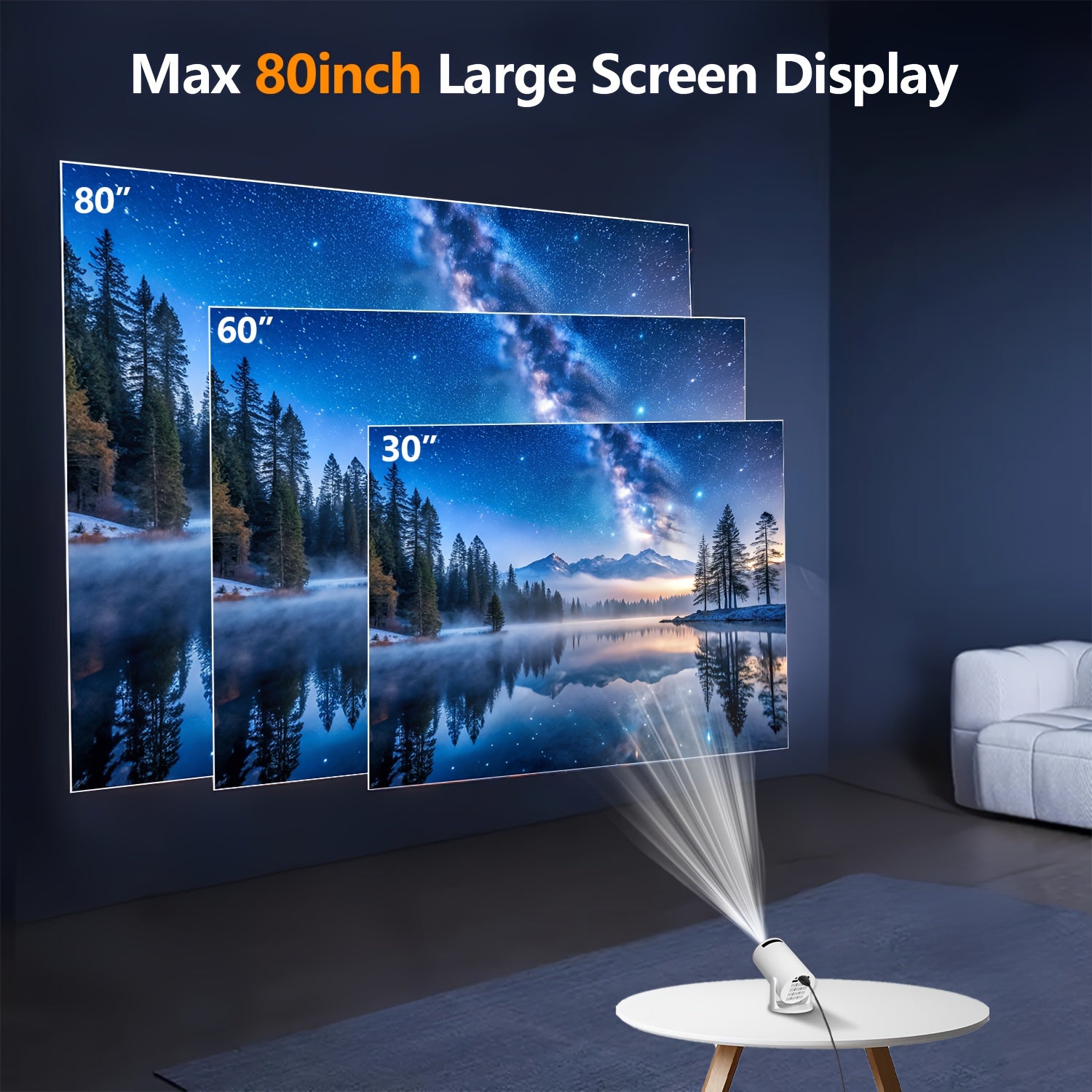 Portable HD Mini LED Projector for Home Theater with 4K Decoding