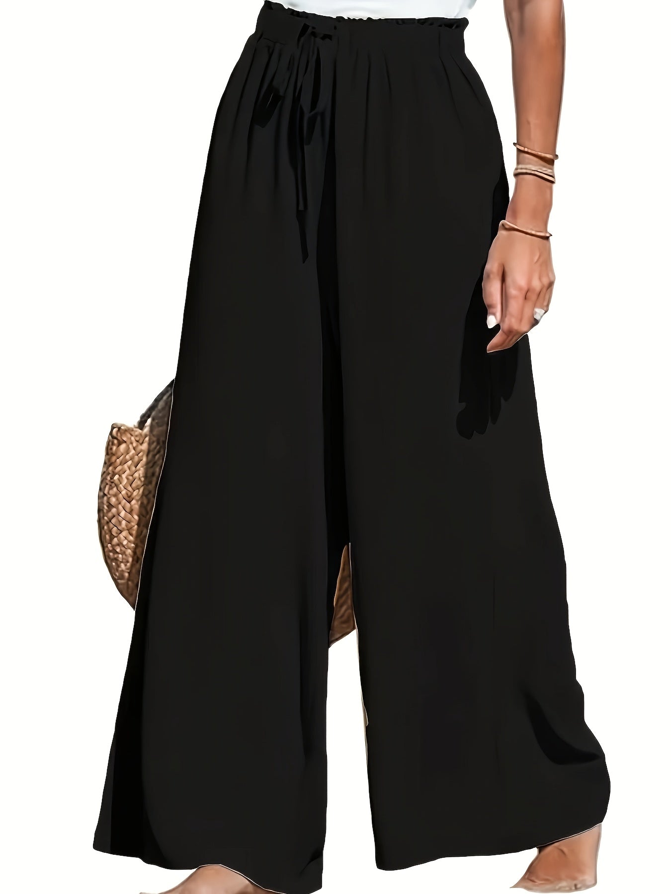 Women's Plus Size Wide Leg Pants Mint Green Casual Beach Summer Fall