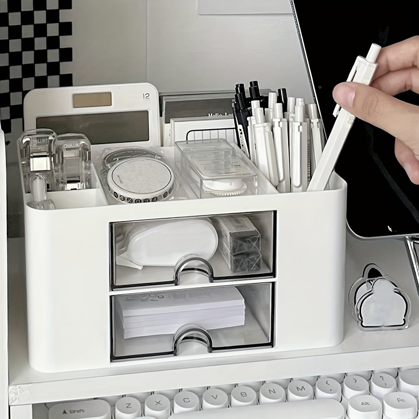 Desktop Storage Organizer with Drawer Pen Holder Large Capacity for Stationery