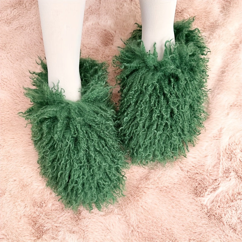 Women's Faux Fur Slippers Lightweight Cozy Non-slip Fuzzy Bedroom Shoes
