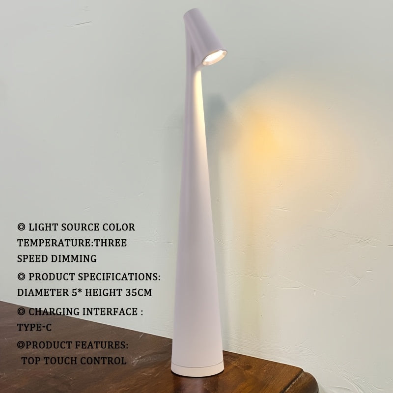 Rechargeable LED Desk Lamp with Touch Control, Adjustable Colors for Reading and Studying