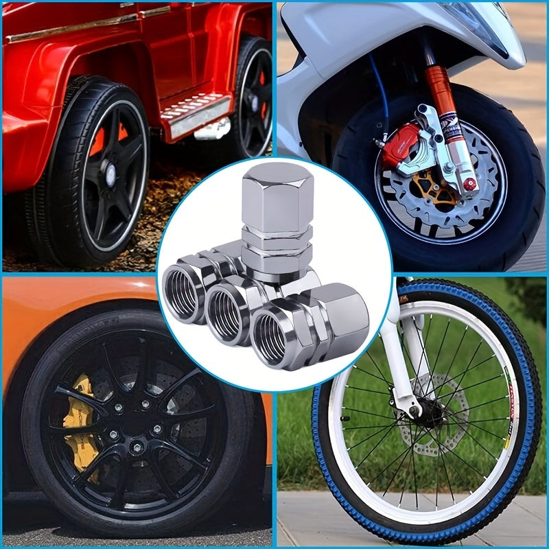 4 dona alyuminiy g'ildirak ventili bo'lagi qopqog'i Universal olti burchakli gaskets avtomobil, SUV, velosiped, mototsikl uchun