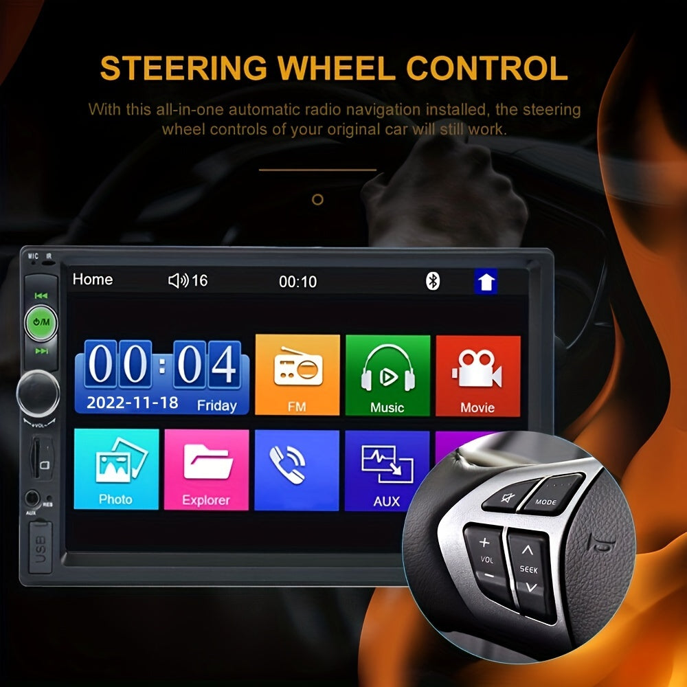 17.78 cm HD Double Din Car Stereo Radio MP5 Player Touch Screen Bluetooth USB TF FM AUX Remote