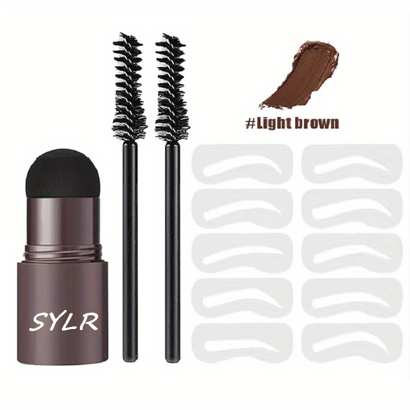 Professional Eyebrow Stamp Kit Waterproof Long-Lasting with Stencils and Brush