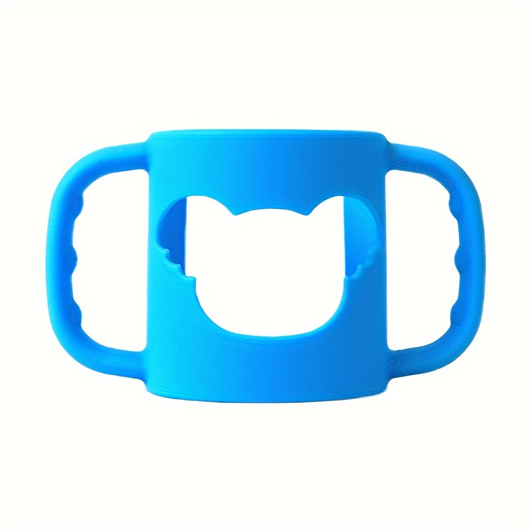 Asa de biberón para bebé de silicona con patrón de dibujos animados y funda suave para un agarre fácil