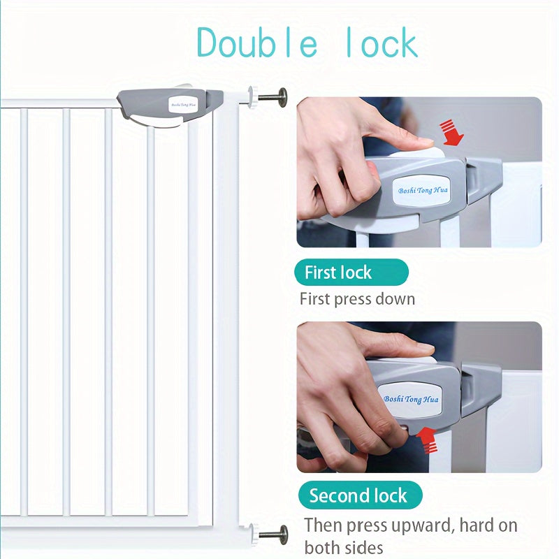 Steel Dog Gate for Doorways and Stairs Auto Close Walk Thru Indoor Outdoor