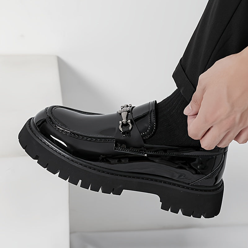 Men's Casual Loafers Faux Leather Round Toe Rubber Sole All-Season