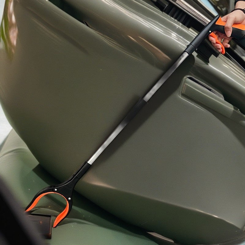 Decorative Aluminum Garbage Clamp with Patterned Design and Extended Handle