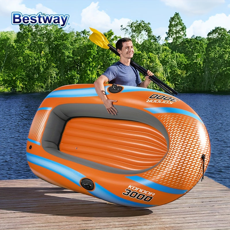 Inflatable Kayak for 1-3 People with Fast Inflation System and Rudder Orange PVC